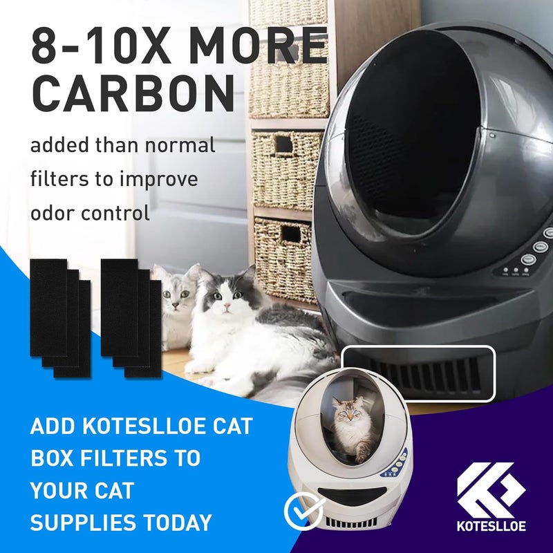KOTESLLOE Carbon Filters for Litter Box Automated, 6 Pack Replacement Filters 9"×3" Thickened Type, Activated Carbon Filters Absorb Odor & Dust Control Moisture - Image 5